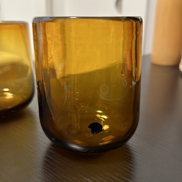 Two Mexican Hand-blown Recycled Tumblers Glasses - Picture 3 of 10
